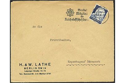 25 pfennig blå på brev fra Berlin, Tyskland, d. 25.10.1935 til København.