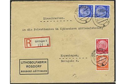 70 pfennig porto på Rec. brev fra Göttingen, Tyskland, d. 21.11.1935 til København.