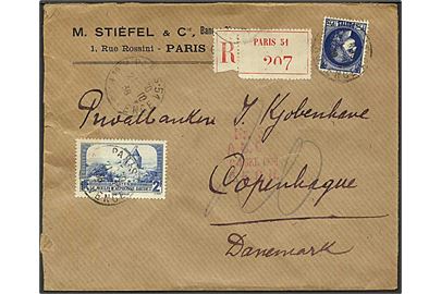 3,75 frank porto på Rec. brev fra Paris, Frankrig, d. 21.10.1938 til København.