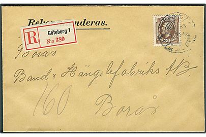 30 öre Oscar på anbefalet brev fra Göteborg d. 2.11.1903 til Borås.