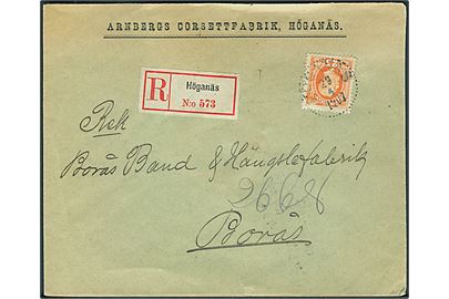 25 öre Oscar single på anbefalet brev fra Göteborg d. 29.4.1907 til Borås.