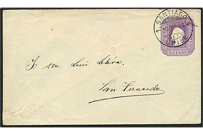 5 vent violet helsagskuvert fra Santiago, Chile, d. 6.5.1896 til San Fernando.