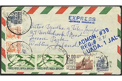Expres luftpostbrev fra Guadalajara, Mexico, d. 29.3.1973 til Dublin, Irland.