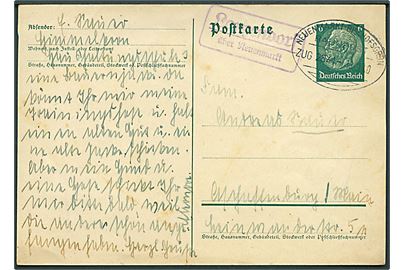 6 pfg. Hindenburg helsagsbrevkort annulleret med bureaustempel Neunmarkt - Bischofsgrün Zug 2641 d. 13.9.1940 og sidestemplet Larzenhof über Neuenmarkt.