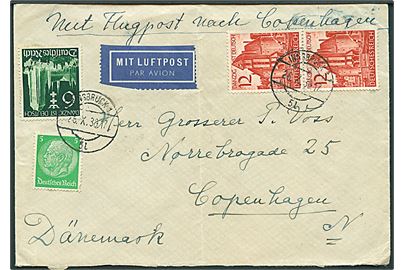 Komplet sæt Danzig ist Deutsch og 5 pfg. Hindenburg på luftpostbrev fra Innsbruck d. 26.10.1939 til København, Danmark.
