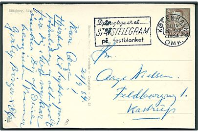20 øre Fr. IX helsagsafklip på brevkort fra København d. 22.9.1954 til Kastrup.