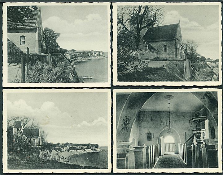 10 fotografisk optagelser af Højerup Kirke, Stevns Fyrtårn & Stevns Klint. 9 x 7 cm. U/no. 