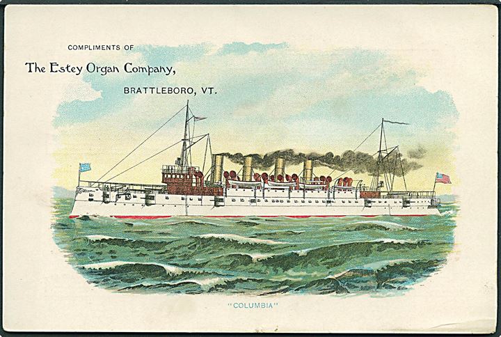 USS Columbia. The Estey Organ Company, Brattleboro, VT. Sangtekst og noder på adressesiden. Uden adresselinier. U/no. 