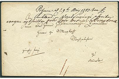 1783. Brevomslag dateret Petmen(?) d. 29.5.1783 til Münster. Uden indhold.