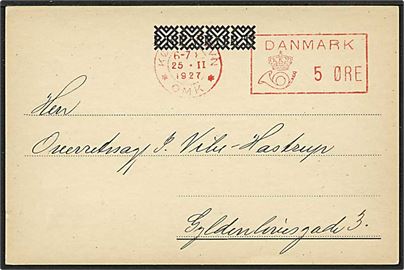 Franco stemplet brevkort lokalt sendt fra København d. 25.2.1927.