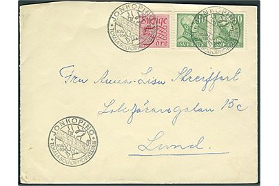 25 öre frankeret kuvert annulleret med solformørkelse særstempel i Jönköping d. 30.6.1954 til Lund.