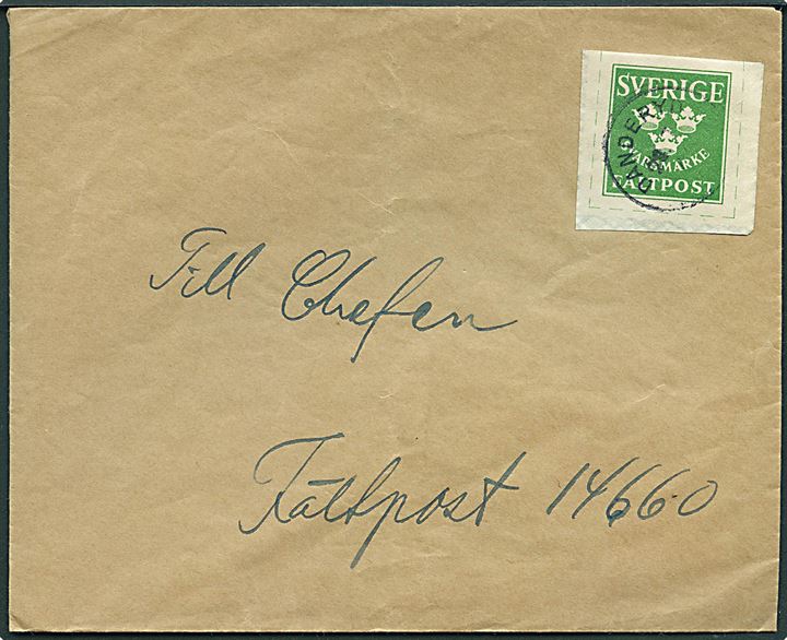 Fältpost Svarmærke på brev fra Danderyd d. 28.7.194x til Chefen for Fältpost 14660.