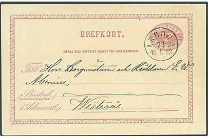6 öre helsagsbrevkort fra Arboga d. 23.1.1883 til Wasterås.