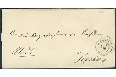 1866. Ufrankeret tjenestebrev fra Altona d. 9.2.1866 til Segeberg.