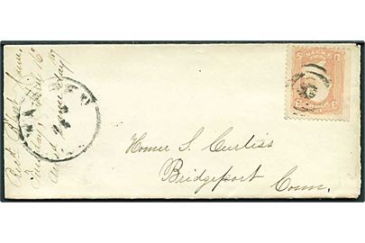 3 cents Washington utakket i venstre side på brev med svagt stempel 1867 til Bridgeport, Conn.