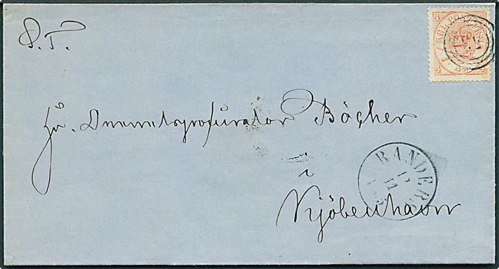 4 sk. Krone/Scepter på brev annulleret med nr.stempel 53 og sidestemplet antiqua Randers d. 12.11.1865 til Kjøbenhavn.