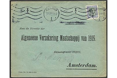 40 øre blålilla/sort Chr. X singelfrankatur på brev fra København d. 6.5.1921 til Amsterdam, Holland.