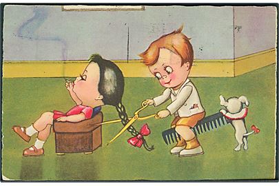 Ukendt kunstner: Børn leger frisør. Amag no. 1799.