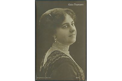 Ebba Thomsen 1887 - 1973 (var en dansk skuespillerinde under stumfilmens storhedstid). Herm Leiser no. 5299. Fotokort. 