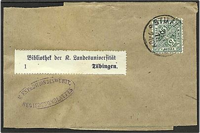 5 pfennig grøn tjenestemærker på korsbånd fra Würtemberg d. 10.10.1918 til Tübingen.