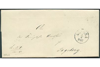 1863. Ufrankeret tjenestebrev fra Altona d. 2.6.1862 via K.D.O.P.A. Hamburg til Segeberg.