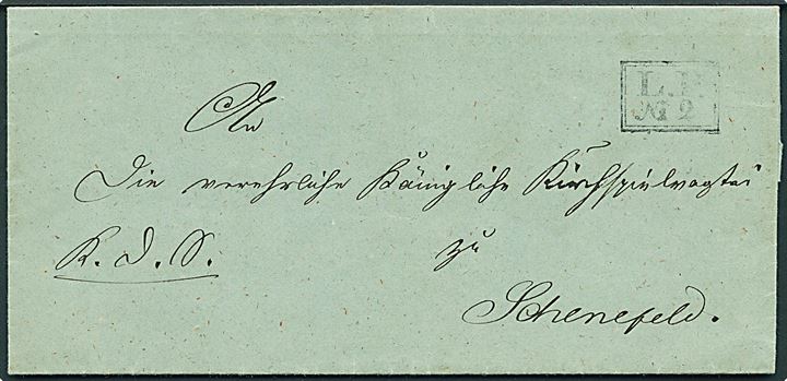 1850 (ca.). Tjenestebrev mærket K.d.S. med landpoststempel LP No. 2 fra Adeliches Gut Hanerau til Schenefeld.  