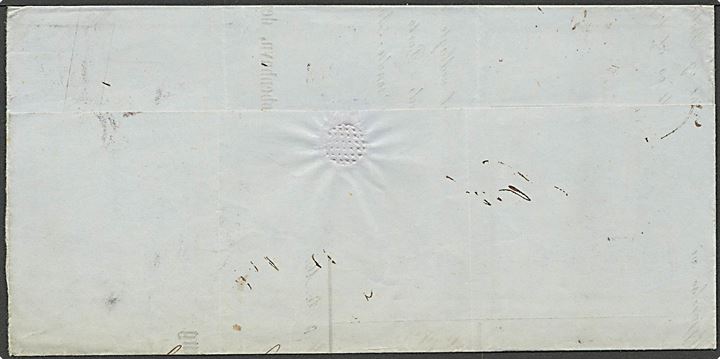 4 sk. stukken kant single på brev med Postforskud fra Kjøbenhavn d. 8.4.1863 til Kathrineholm pr. Slagelse.