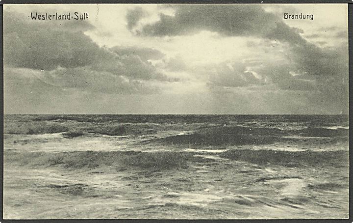 5 pfg. Germania på brevkort annulleret med skibsstempel Hoyerschleuse - Munkmarsch Seepost No. 1 d. 6.9. 1908 til Kiel.