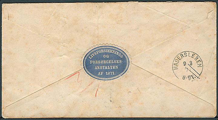 1871. Ufrankeret postforskud på 30 sk. fra Kjøbenhavn d. 8.3.1871 via Hadersleben til Missunder Fährhaus pr. Slesvig. Diverse portopåtegninger. 