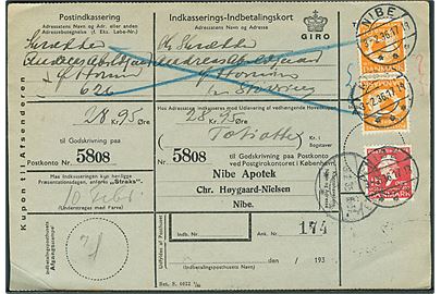 15 øre H.C.Andersen og 10 øre H.C.Andersen i tête-bêche sammentryk på retur Indkasserings-Indbetalings-kort fra Nibe d. 3.2.1936 til Støvring. Enestående brugs-forsendelse.