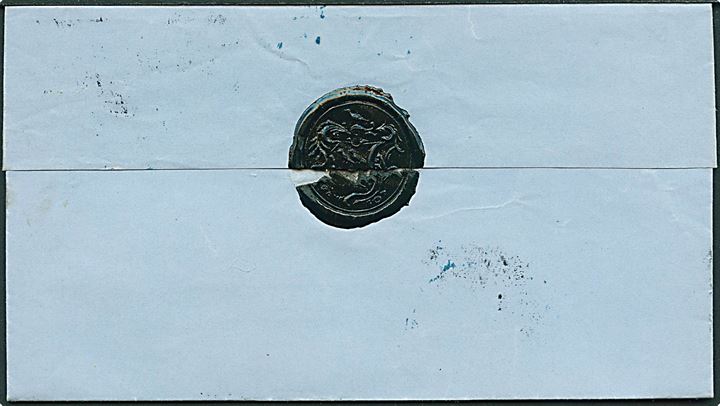 2 sk. 1855 udg. single på fodpostbrev i Kjøbenhavn annulleret med nr.stempel “1” og sidestemplet F:P: d. 2.12.1857 til Berling på Christiansborg.