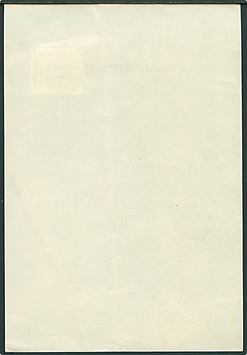 10 øre Genforening annulleret m. liniestempel Roskilde på Attest for Indkøb af Frigørelsesmidler m.v. - F. Form. Nr. 43 (28/10 1919) dateret d. 14.3.1921.