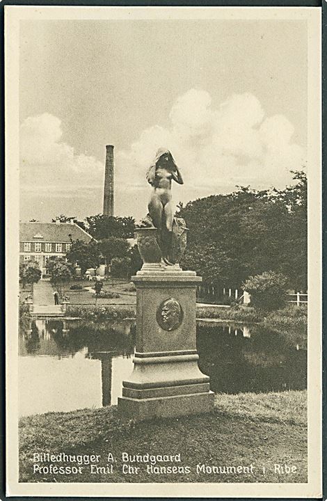 Professor Emil Chr. Hansens Monument i Ribe. Billedhugger A. Bundgaard. Stenders no. 59135.