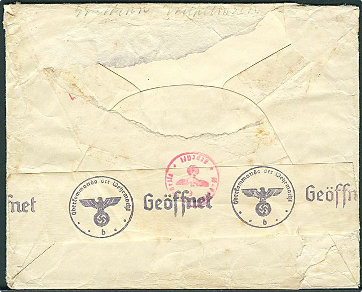 Ufrankeret SS-Feldpost brev stemplet Feldpost d. 1.12.1942 til Rinkenæs, Danmark. Fra dansk SS-Mann Wilhelmsen med svagt briefstelle. Åbnet af tysk SS-feltpostcensur i Berlin.