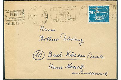 24 pfg. Skøjteløb single på brev fra Halle d. 24.3.1950 til Bad Kösen.