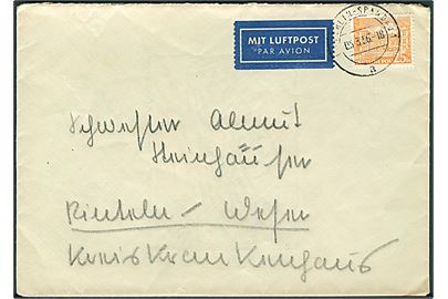 25 pfg. Berlin Tegel Schloss single på indenrigs luftpostbrev fra Berlin-Spandau d. 5.3.1956 til Rinteln.