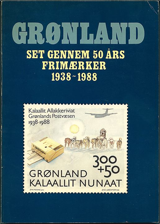 Grønland set gennem 50 års frimærker 1938-1988 udgivet af Grønlands Postvæsen og Det Grønlandske Selskab. 128 sider.