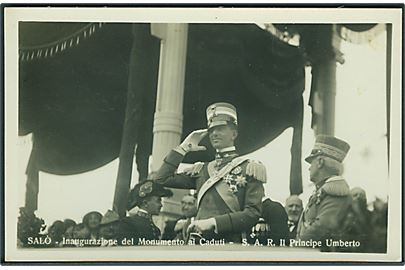 Prins Umberto afslører krigsmonumentet i Saló. D. de Lucia u/no.