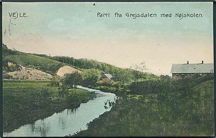 Parti fra Grejsdalen med Højskolen, Vejle. H. B. no. 10543.