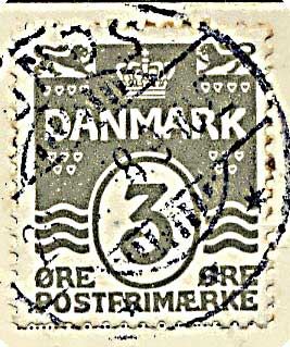 3 øre grå bølgelinie, MA sammenhængende, på lokalt sendt postkort fra Sunds d. 26.3.1918 til Hammerum.