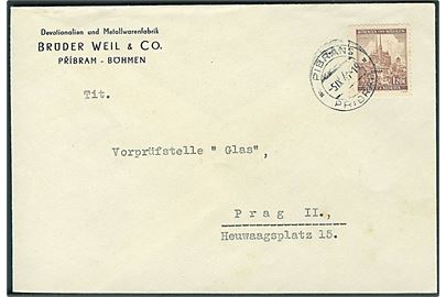Böhmen-Mähren. 1,20 k. på brev fra Pribram d. 5.9.1941 til Prag.