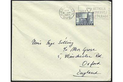 30 øre Reformation single på brev fra København d. 9.6.1937 til Oxford, England.