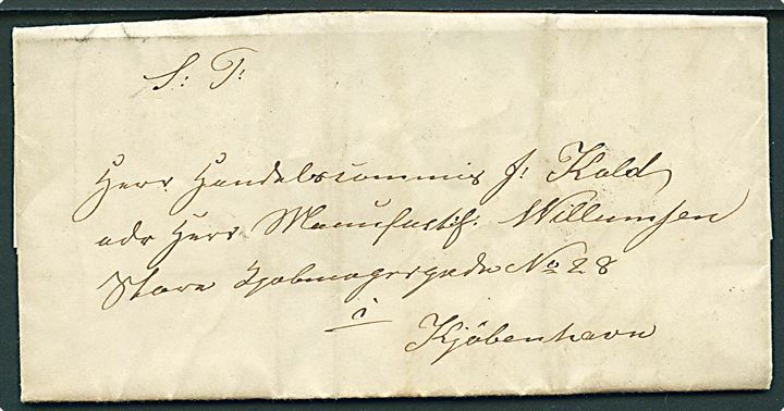 1867. Privatbefordret foldebrev med indhold dateret i Thisted d. 1.8.1867 til Kjøbenhavn.