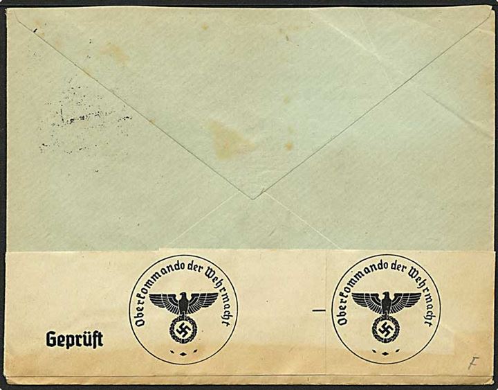 2,50 K. Olomous Böhmen-Mähren udg. single på brev fra Klatovy-Domazlice d. 18.12.1939 til Surental, Tyskland. Told-stempel: D.K. Praha og tysk censur.
