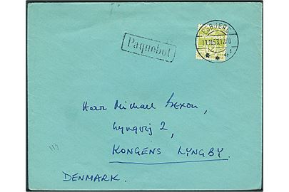 12 øre Bølgelinie på tryksag stemplet Esbjerg d. 11.11.1953 og sidestemplet Paquebot til Kongens Lyngby.