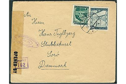 10 gr. og 40 gr. på brev fra Wien d. 8.1.1946 til Sorø, Danmark. Åbnet af østrigsk efterkrigscensur.