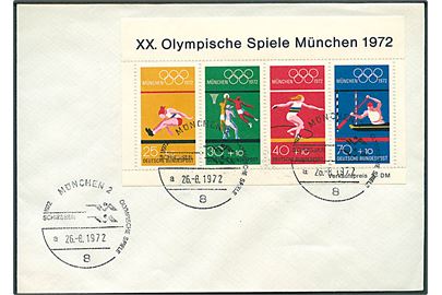Olympiadeblok 1972 på uadresseret brev stemplet München d. 26.8.1972.