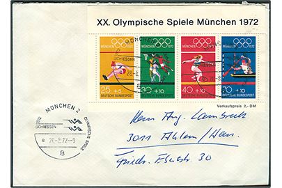 Olympiadeblok 1972 på brev stemplet München d. 26.8.1972 til Ahlem.
