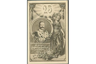 5 pfg. Germania illustreret helsagsbrevkort Kaiser Wilhelm II 25 års regenthubilæum. Ubrugt.