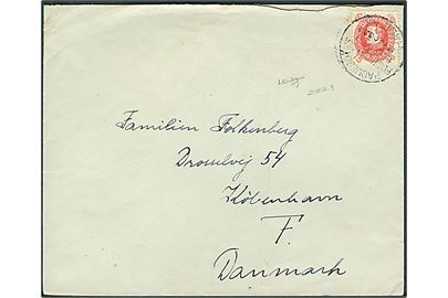 15 øre Chr. X 60 år på fortrykt kuvert fra Skandinavien-Amerika Linien annulleret med canadisk skibsstempel Paquebot Posted at Sea Halifax d. 22.5.1932 til København, Danmark.